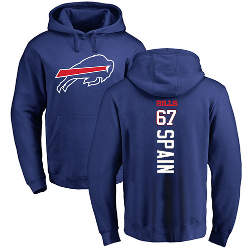 Men NFL Buffalo Bills 67 Quinton Spain Royal Blue Backer Pullover Hoodie Sweatshirt